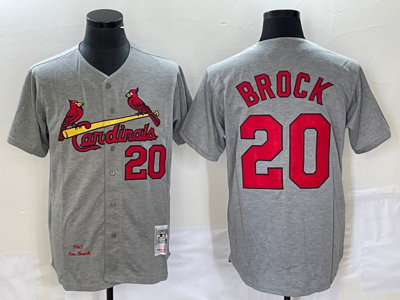 Men's St. Louis Cardinals Lou Brock #20 Gray Cooperstown Collection Jersey